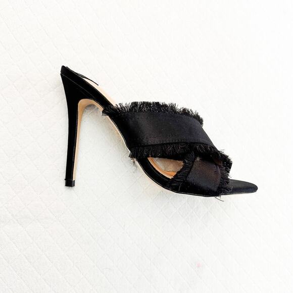 Tony Bianco Black Marley Fringe Hem Criss Cross Heeled Mule Size 7.5 - Picture 5 of 6